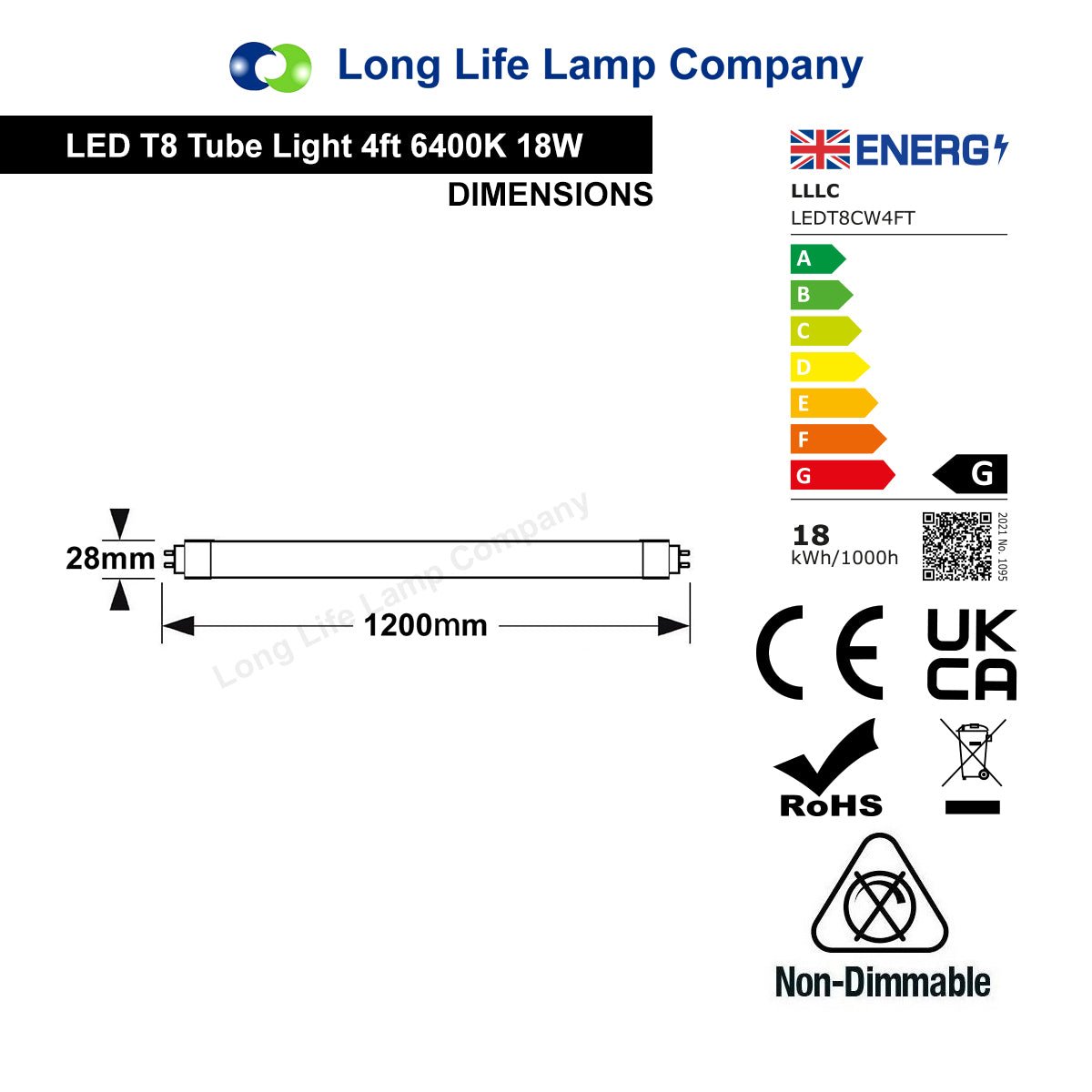 T8 LED Frosted Tube Light 2ft, 3ft, 4ft, 5ft, 6ft Direct Replacement for Fluorescent Tube 6400K - Free delivery on all orders
