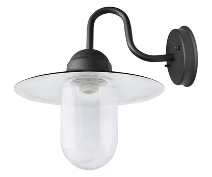 Traditional Outdoor Wall Light Down Lantern Black with Glass Diffuser - Energy Light Bulbs - Free delivery on all orders