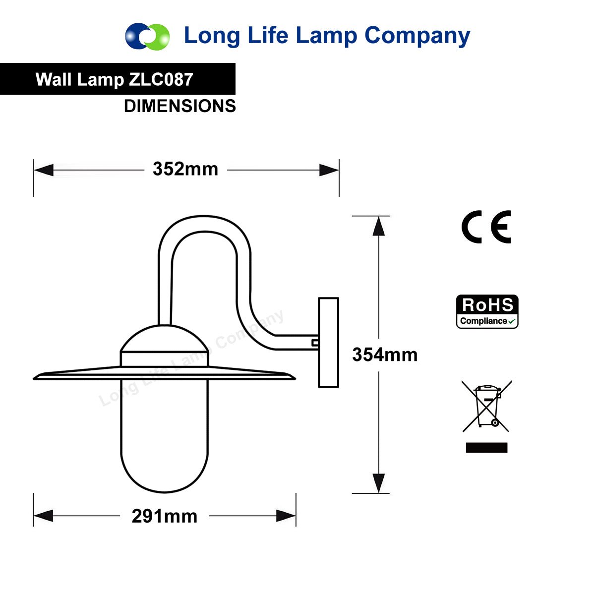 Traditional Outdoor Wall Light Down Lantern Black with Glass Diffuser - Energy Light Bulbs - Free delivery on all orders