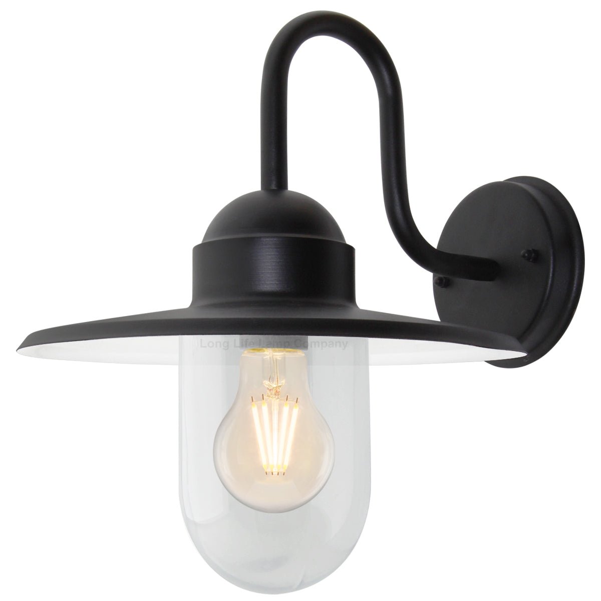 Traditional Outdoor Wall Light Down Lantern Black with Glass Diffuser - Energy Light Bulbs - Free delivery on all orders