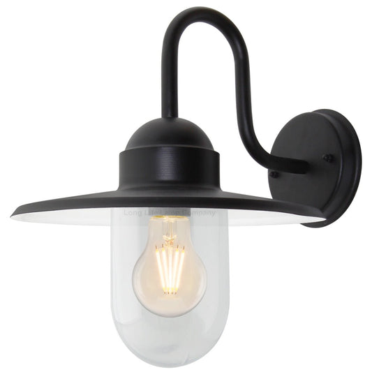 Traditional Outdoor Wall Light Down Lantern Black with Glass Diffuser - Energy Light Bulbs - Free delivery on all orders