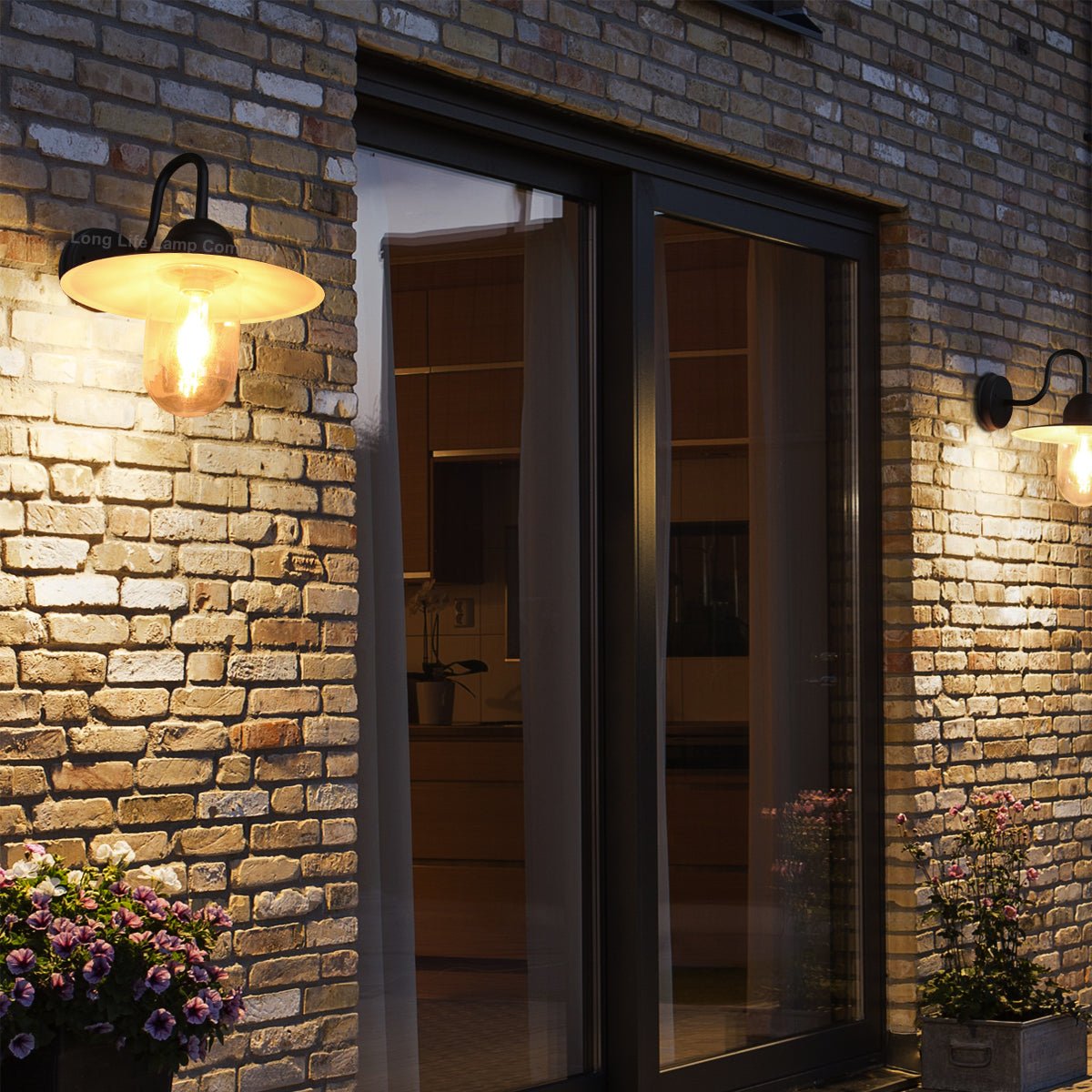 Traditional Outdoor Wall Light Down Lantern Black with Glass Diffuser - Energy Light Bulbs - Free delivery on all orders