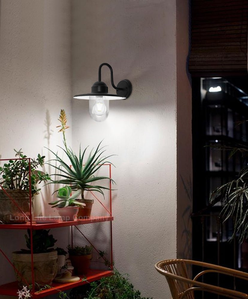 Traditional Outdoor Wall Light Down Lantern Black with Glass Diffuser - Energy Light Bulbs - Free delivery on all orders
