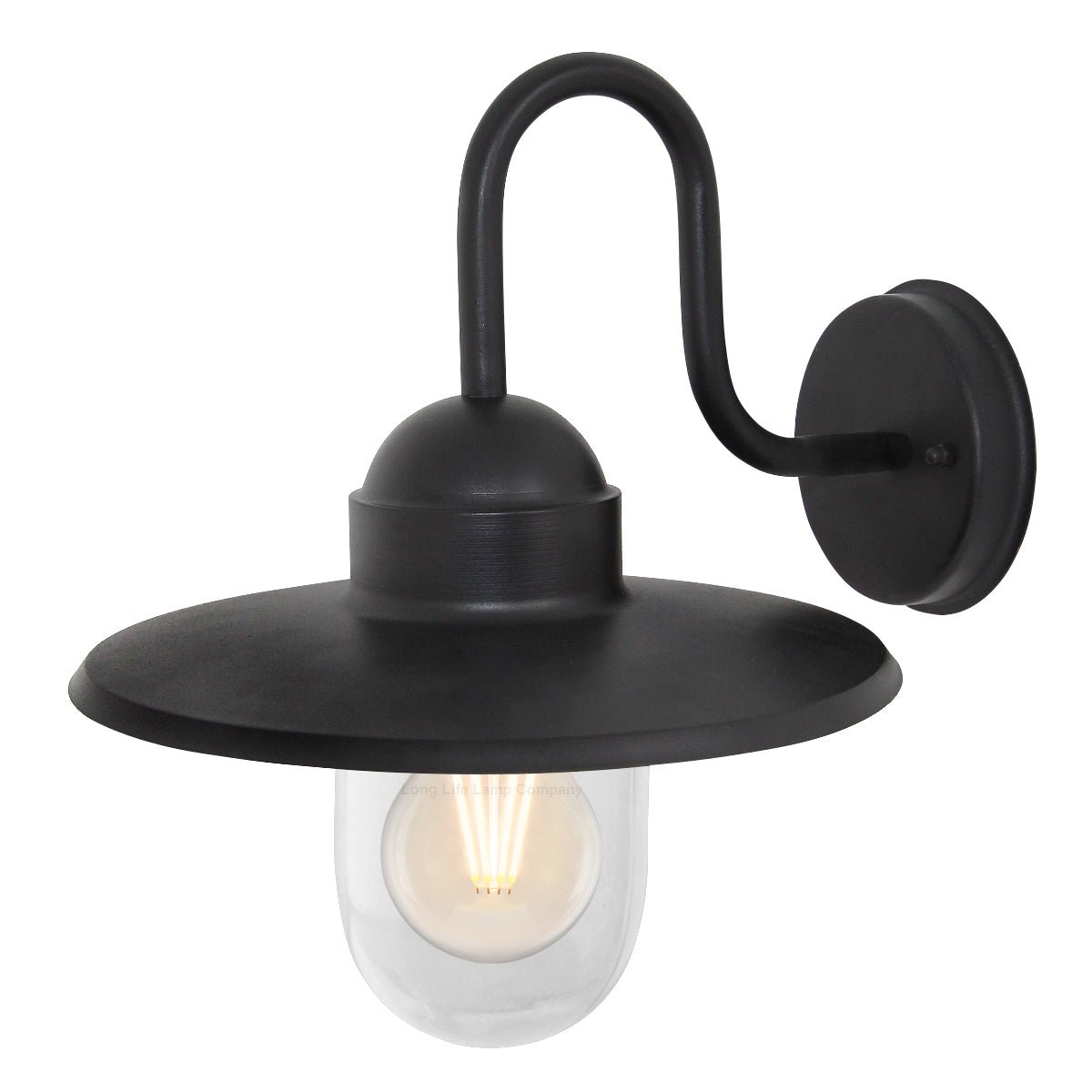 Traditional Outdoor Wall Light Down Lantern Black with Glass Diffuser - Energy Light Bulbs - Free delivery on all orders