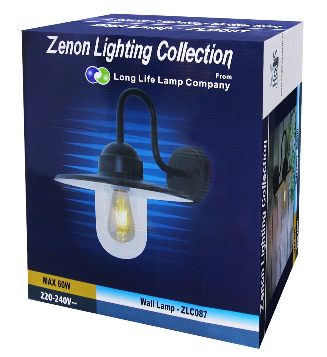 Traditional Outdoor Wall Light Down Lantern Black with Glass Diffuser - Energy Light Bulbs - Free delivery on all orders