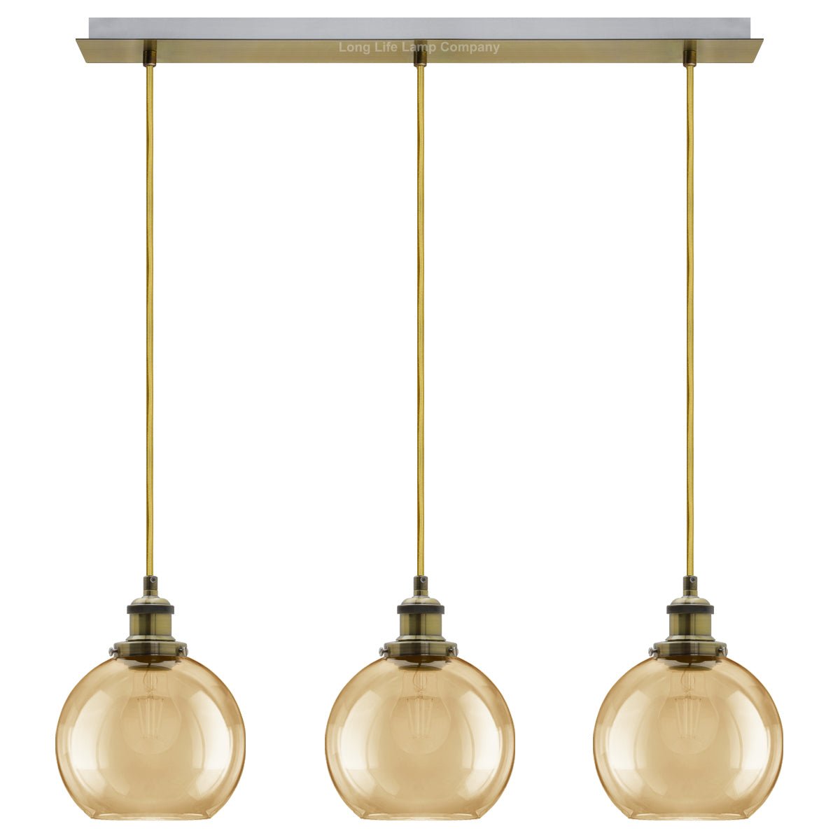 Vintage 3 Lights Ceiling Pendant Lamp Cluster Mini Glass Globe Shades Gold - Energy Light Bulbs - Free delivery on all orders