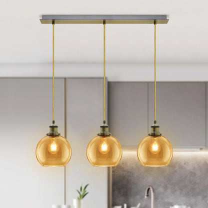 Vintage 3 Lights Ceiling Pendant Lamp Cluster Mini Glass Globe Shades Gold - Energy Light Bulbs - Free delivery on all orders