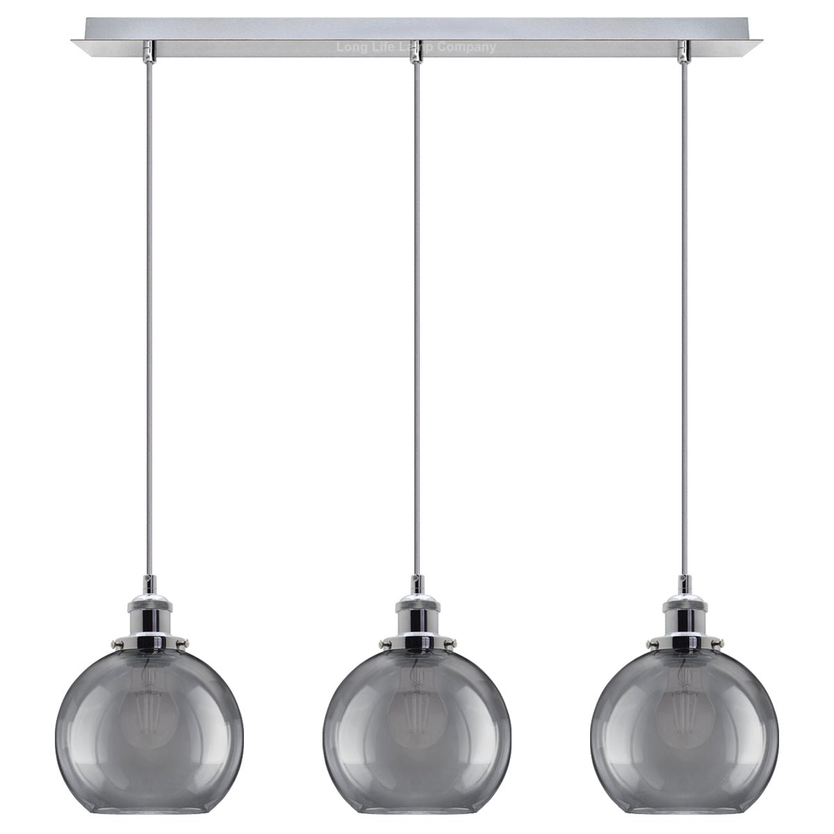 Vintage 3 Lights Ceiling Pendant Lamp Cluster Mini Glass Globe Shades Smoked Grey - Energy Light Bulbs - Free delivery on all orders
