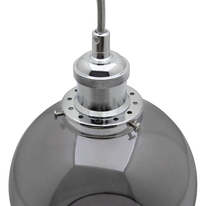 Vintage 3 Lights Ceiling Pendant Lamp Cluster Mini Glass Globe Shades Smoked Grey - Energy Light Bulbs - Free delivery on all orders