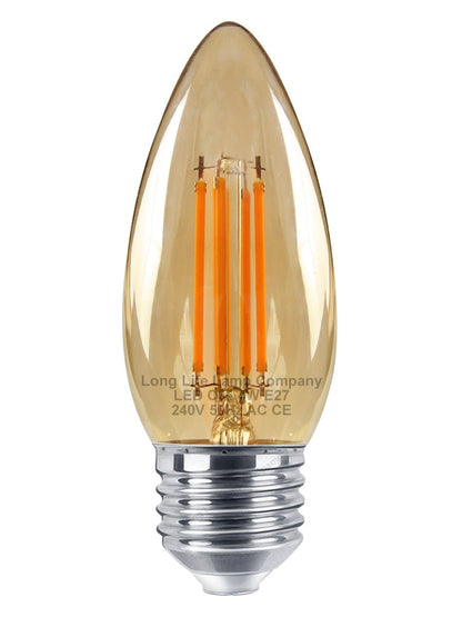 Vintage 4w LED Candle E27 Filament Light Bulb Edison Screw Smoked Gold Glass 2 Pack - Energy Light Bulbs - Free delivery on all orders