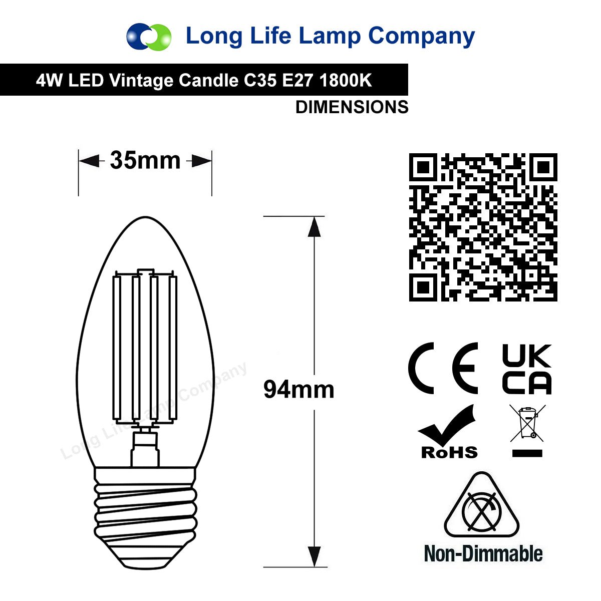 Vintage 4w LED Candle E27 Filament Light Bulb Edison Screw Smoked Gold Glass 2 Pack - Energy Light Bulbs - Free delivery on all orders