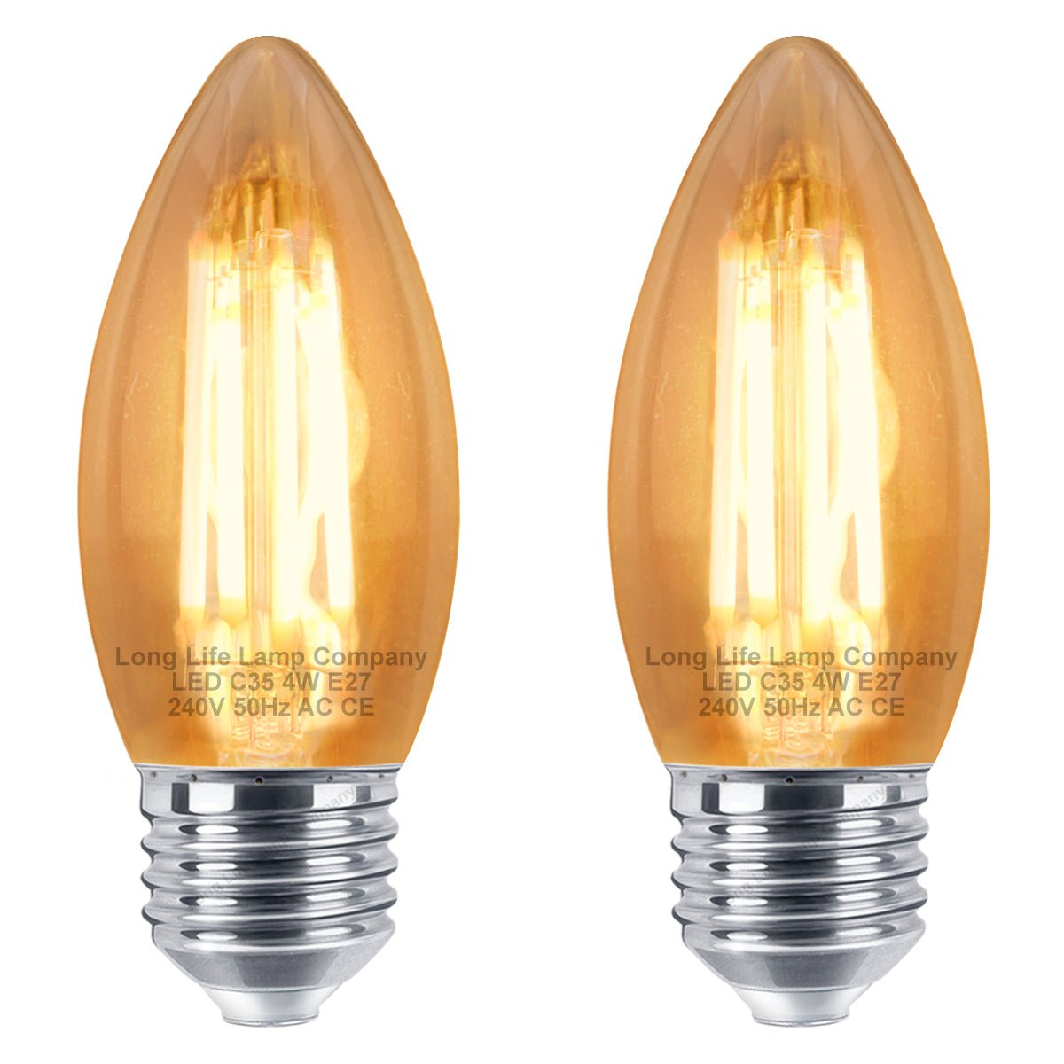 Vintage 4w LED Candle E27 Filament Light Bulb Edison Screw Smoked Gold Glass 2 Pack - Energy Light Bulbs - Free delivery on all orders