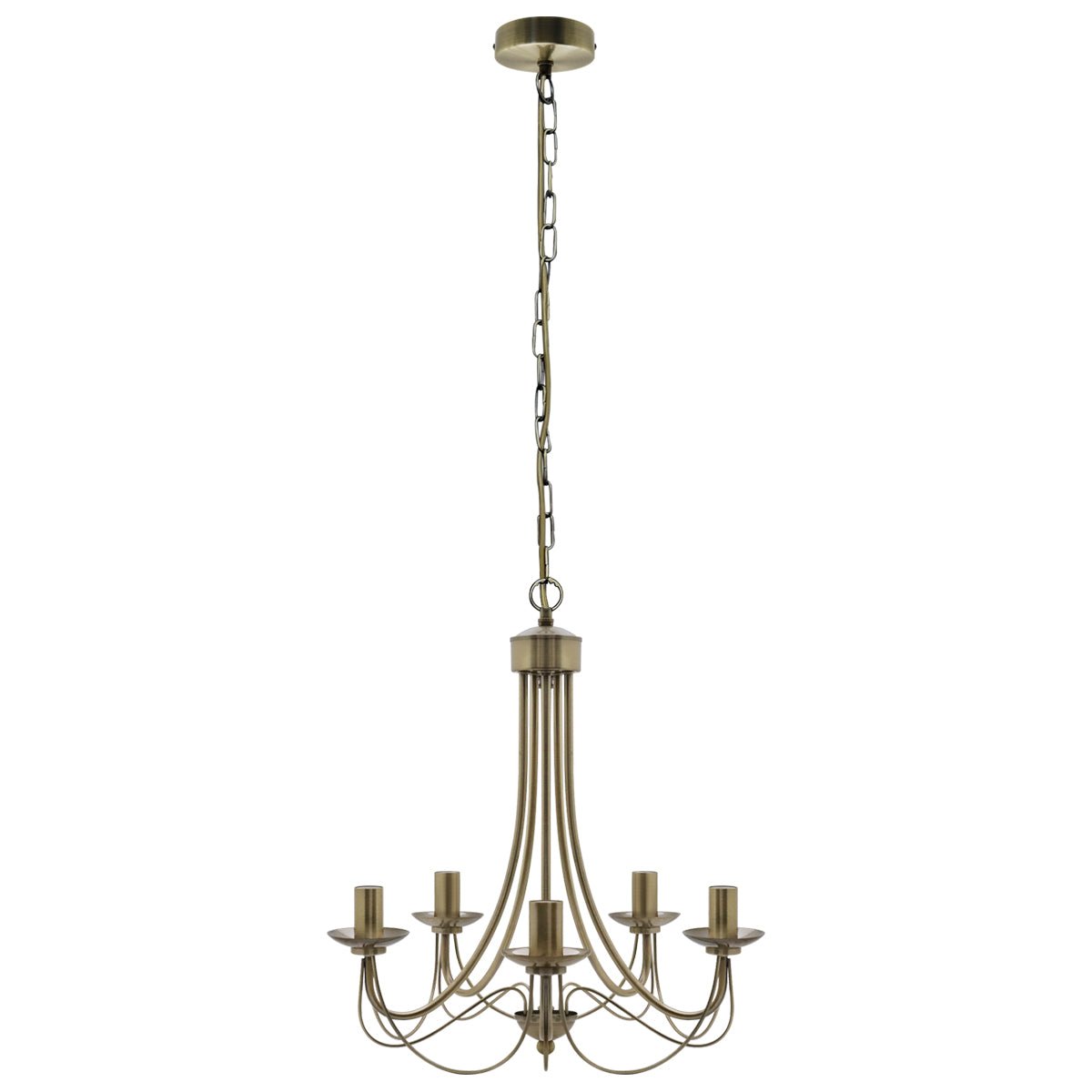 Vintage 5 Lights Antique Brass Ceiling Pendant Light Candle Lantern Chandelier - Energy Light Bulbs - Free delivery on all orders