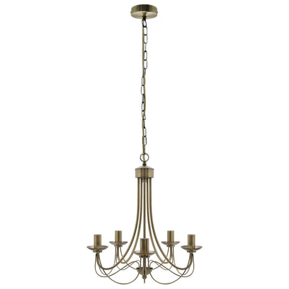 Vintage 5 Lights Antique Brass Ceiling Pendant Light Candle Lantern Chandelier - Energy Light Bulbs - Free delivery on all orders