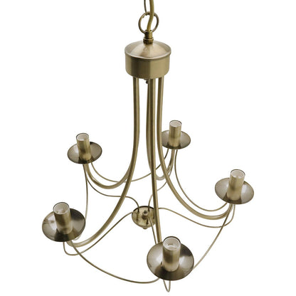 Vintage 5 Lights Antique Brass Ceiling Pendant Light Candle Lantern Chandelier - Energy Light Bulbs - Free delivery on all orders