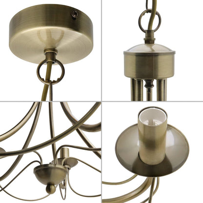 Vintage 5 Lights Antique Brass Ceiling Pendant Light Candle Lantern Chandelier - Energy Light Bulbs - Free delivery on all orders