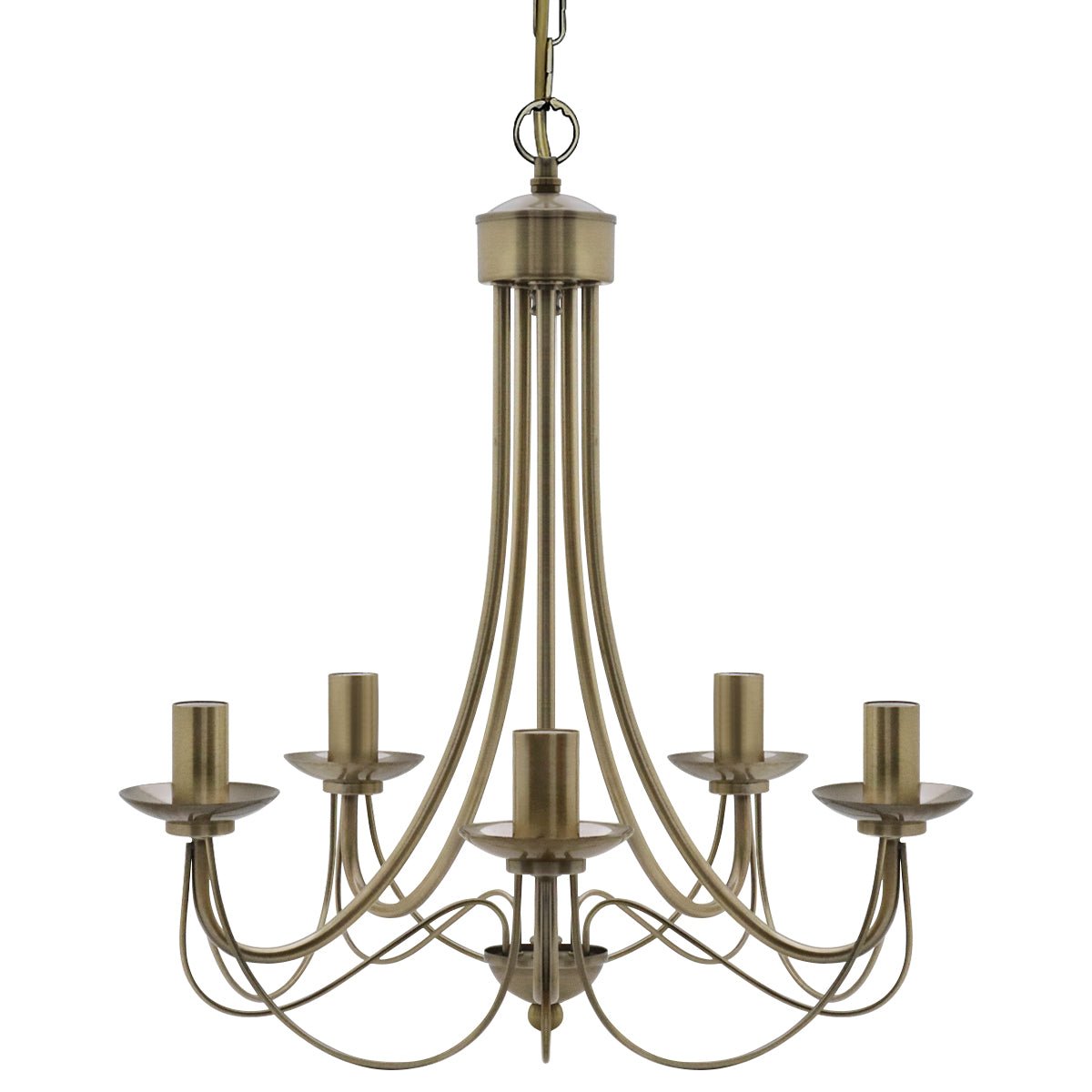 Vintage 5 Lights Antique Brass Ceiling Pendant Light Candle Lantern Chandelier - Energy Light Bulbs - Free delivery on all orders