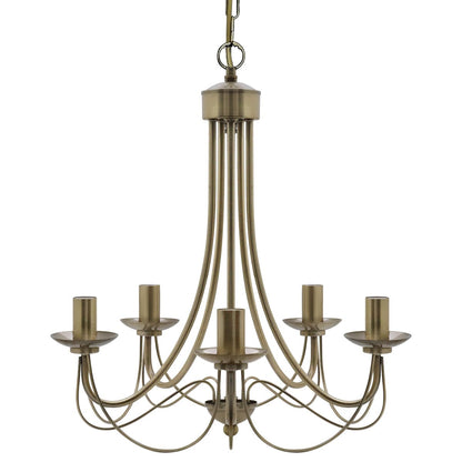 Vintage 5 Lights Antique Brass Ceiling Pendant Light Candle Lantern Chandelier - Energy Light Bulbs - Free delivery on all orders