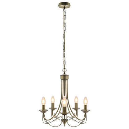 Vintage 5 Lights Antique Brass Ceiling Pendant Light Candle Lantern Chandelier - Energy Light Bulbs - Free delivery on all orders
