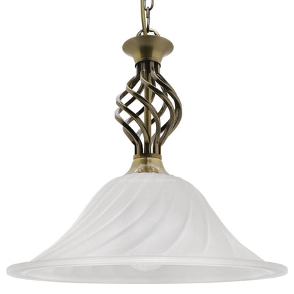 Vintage Antique Brass Ceiling Pendant Light Frosted Glass Fixture Chain Suspended - Energy Light Bulbs - Free delivery on all orders