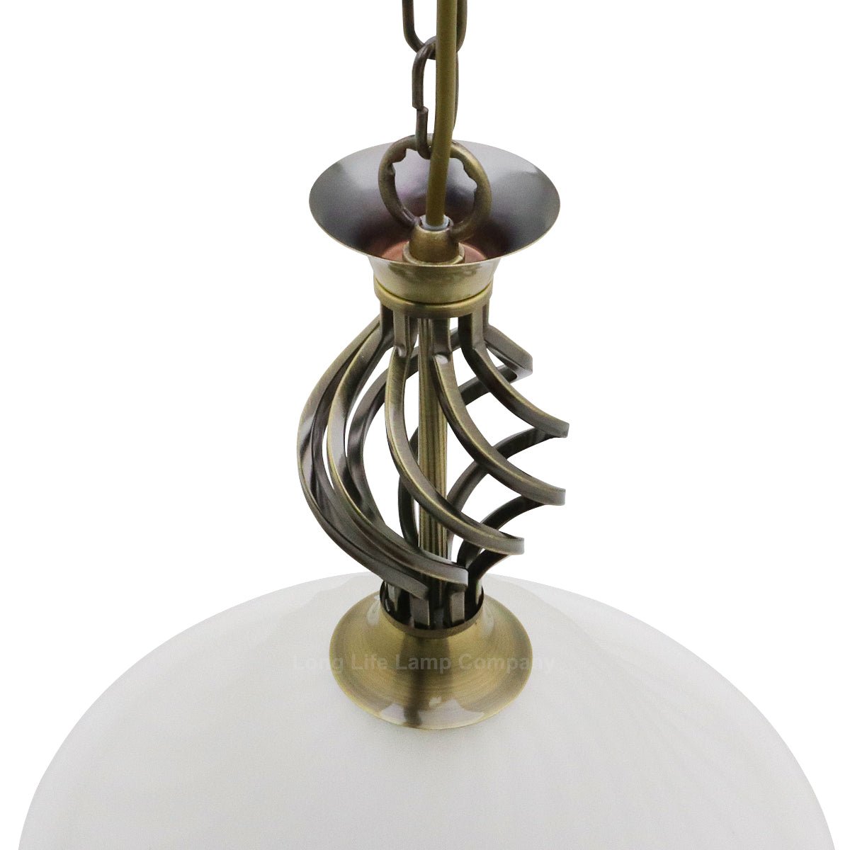 Vintage Antique Brass Ceiling Pendant Light Frosted Glass Fixture Chain Suspended - Energy Light Bulbs - Free delivery on all orders