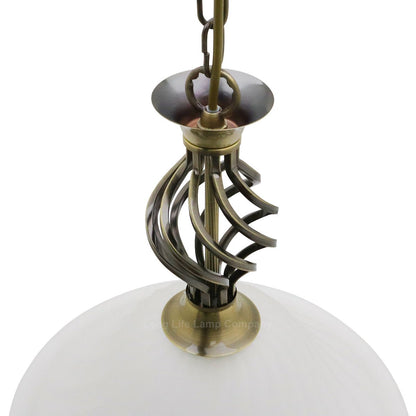 Vintage Antique Brass Ceiling Pendant Light Frosted Glass Fixture Chain Suspended - Energy Light Bulbs - Free delivery on all orders