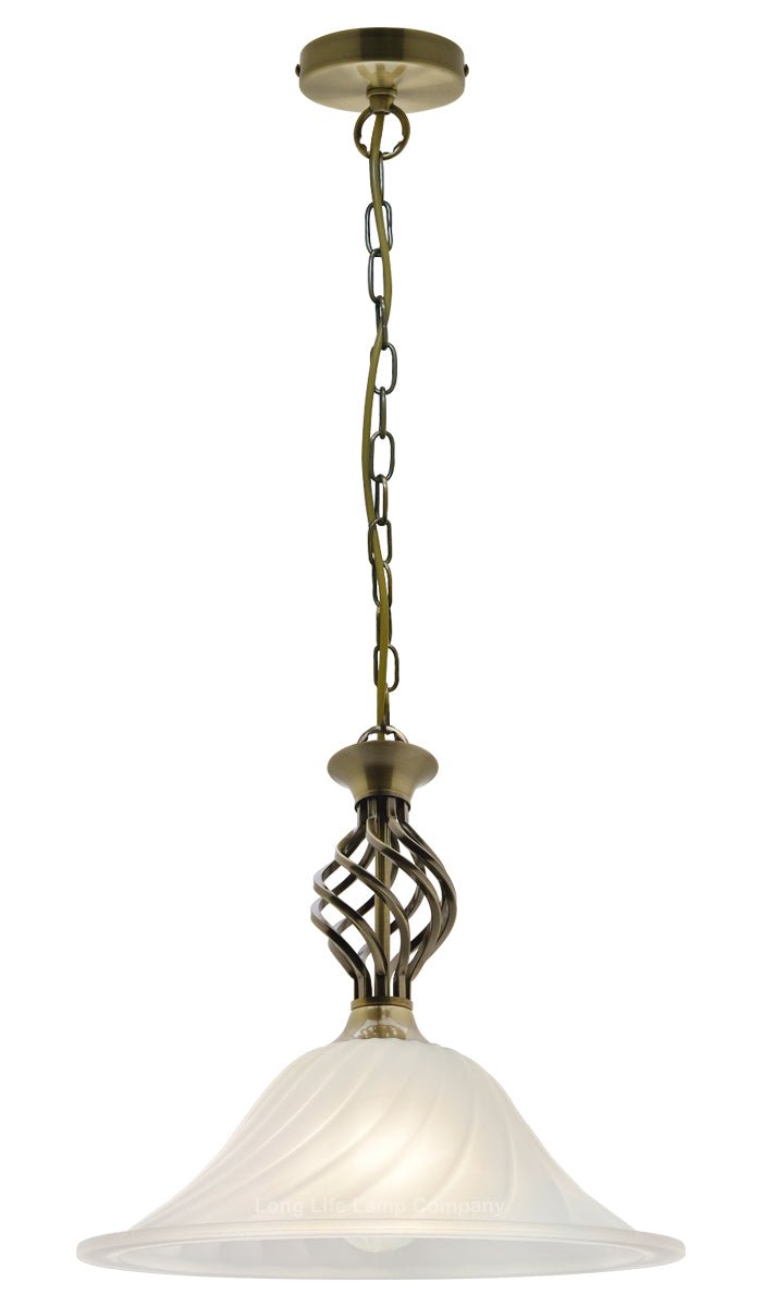 Vintage Antique Brass Ceiling Pendant Light Frosted Glass Fixture Chain Suspended - Energy Light Bulbs - Free delivery on all orders