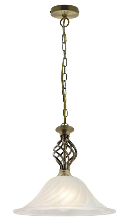 Vintage Antique Brass Ceiling Pendant Light Frosted Glass Fixture Chain Suspended - Energy Light Bulbs - Free delivery on all orders