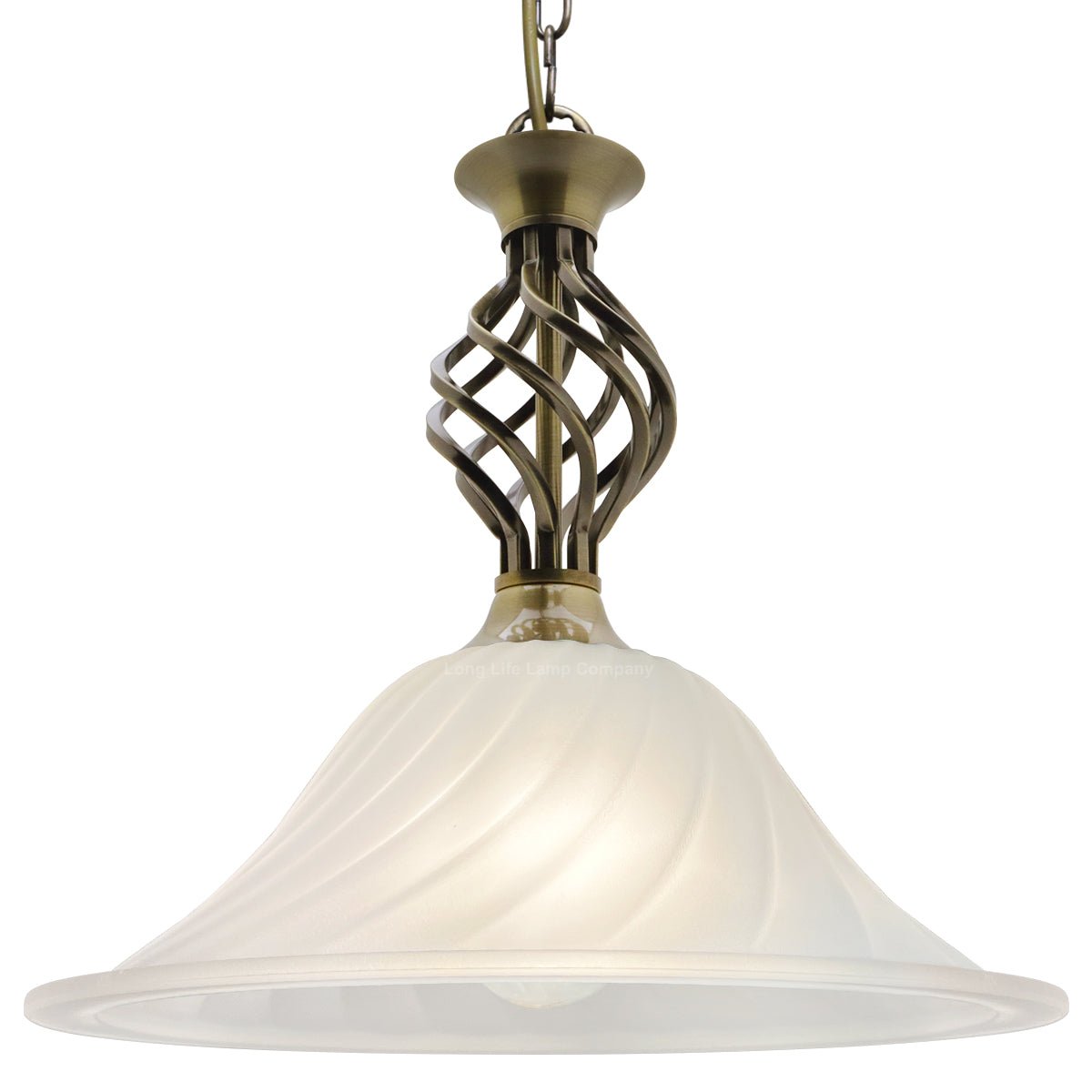 Vintage Antique Brass Ceiling Pendant Light Frosted Glass Fixture Chain Suspended - Energy Light Bulbs - Free delivery on all orders