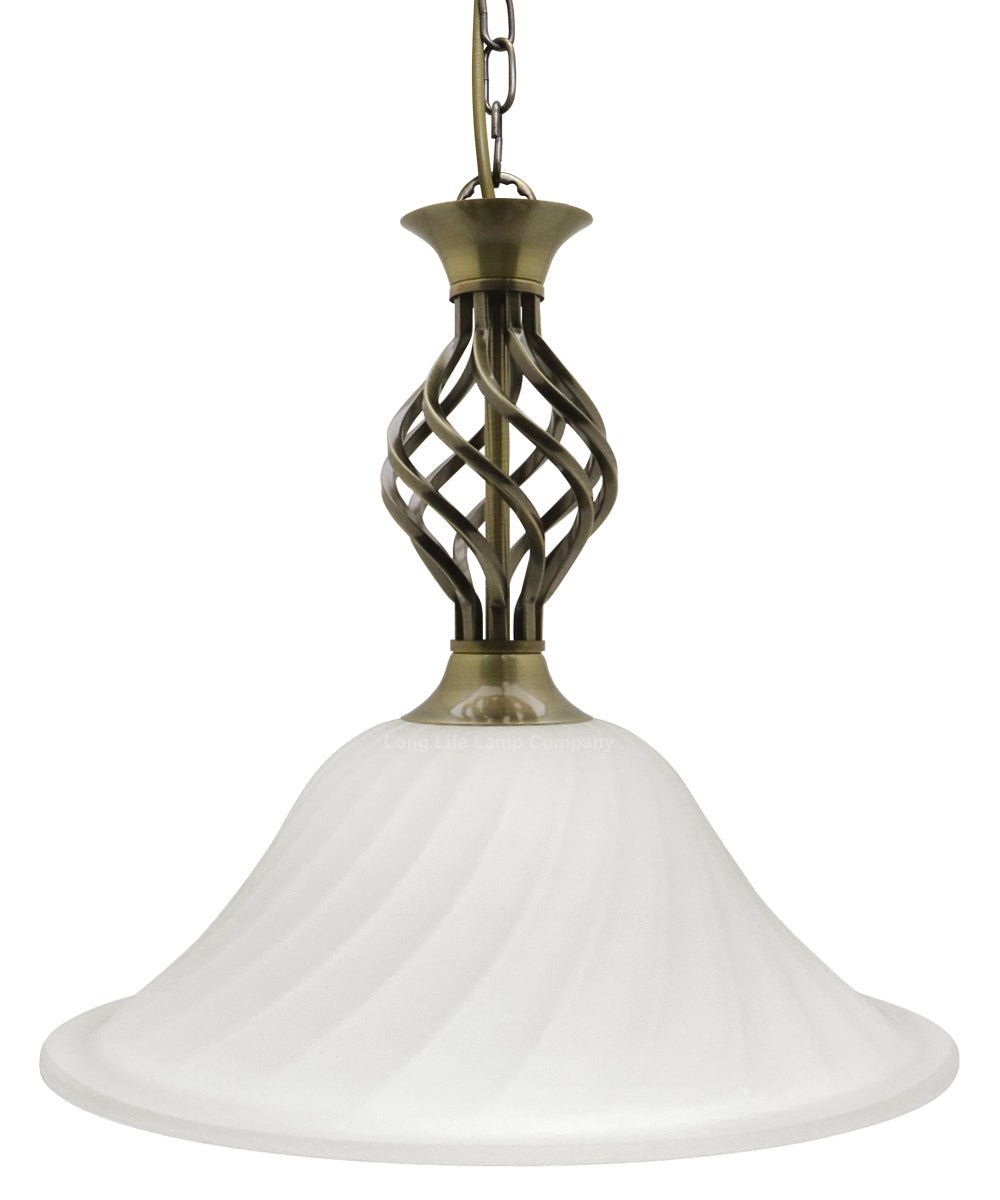 Vintage Antique Brass Ceiling Pendant Light Frosted Glass Fixture Chain Suspended - Energy Light Bulbs - Free delivery on all orders
