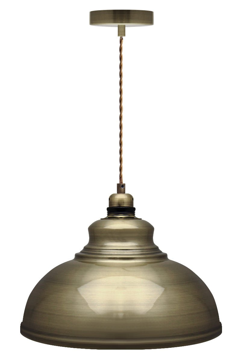 Vintage Antique Brass Hanging Ceiling Pendant Shade - Energy Light Bulbs - Free delivery on all orders