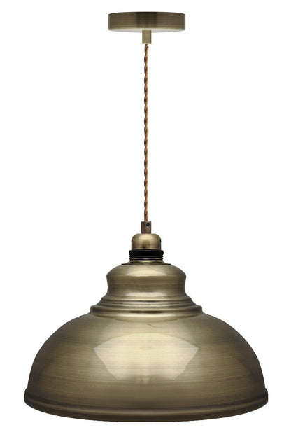 Vintage Antique Brass Hanging Ceiling Pendant Shade - Energy Light Bulbs - Free delivery on all orders