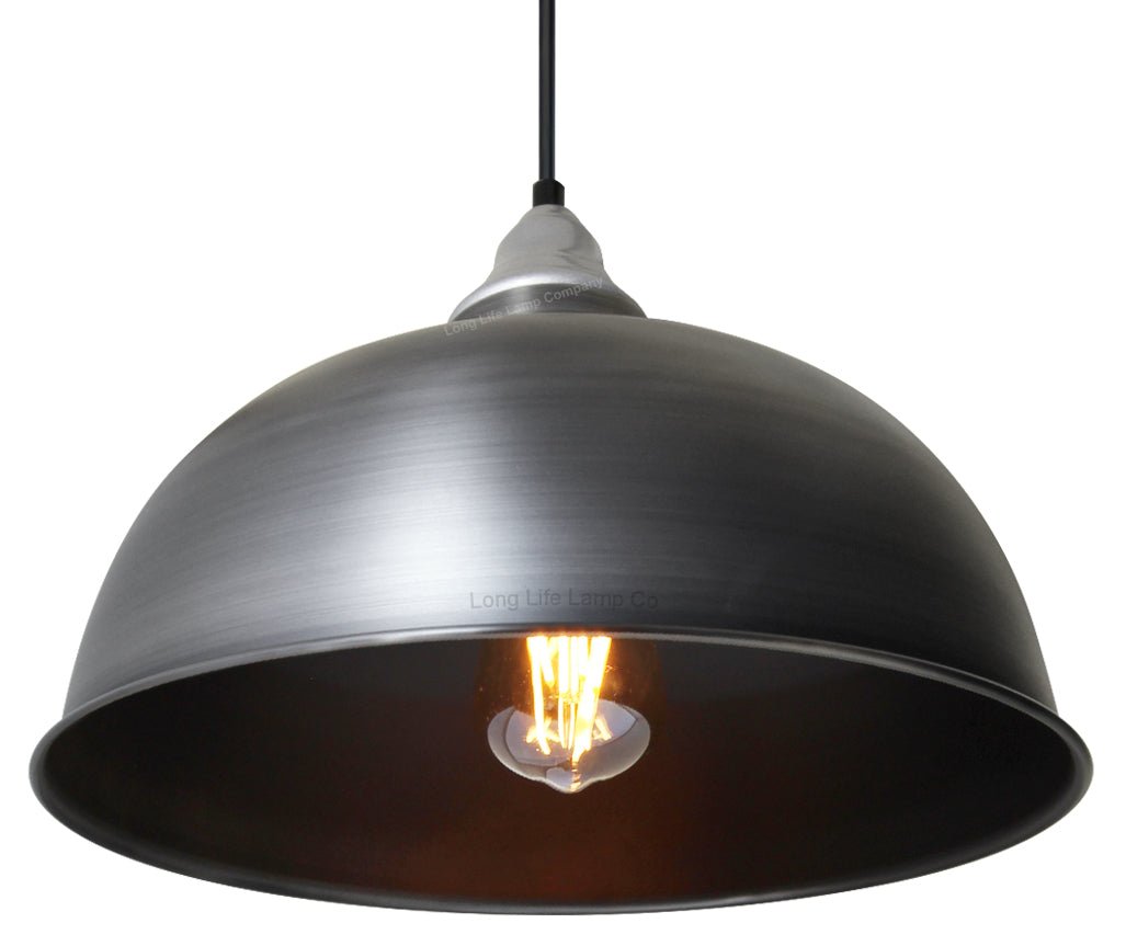 Vintage Antique Stainless Steel Hanging Ceiling Pendant Shade - Energy Light Bulbs - Free delivery on all orders