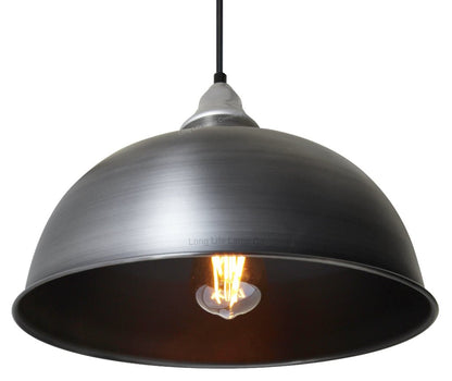Vintage Antique Stainless Steel Hanging Ceiling Pendant Shade - Energy Light Bulbs - Free delivery on all orders
