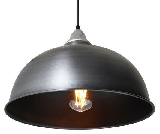 Vintage Antique Stainless Steel Hanging Ceiling Pendant Shade - Energy Light Bulbs - Free delivery on all orders