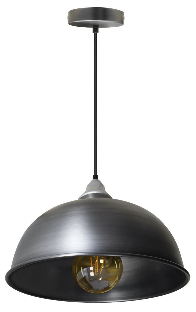 Vintage Antique Stainless Steel Hanging Ceiling Pendant Shade - Energy Light Bulbs - Free delivery on all orders