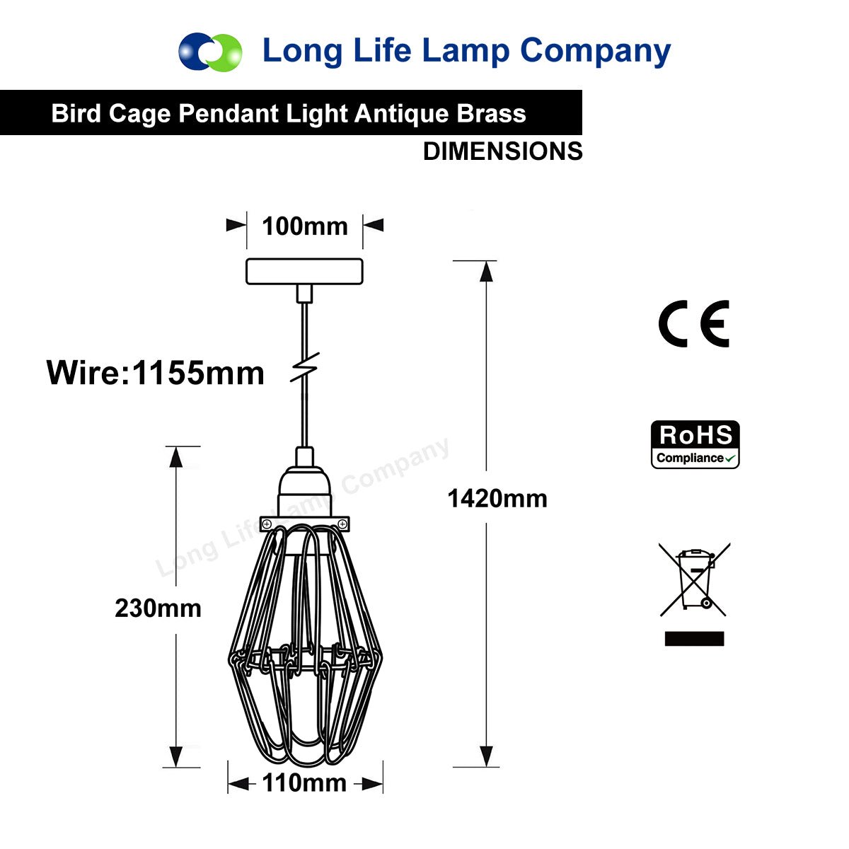 Vintage Bird Cage Pendant Antique Brass Opening and Closing Industrial Hanging Light With 40w E27 - Energy Light Bulbs - Free delivery on all orders