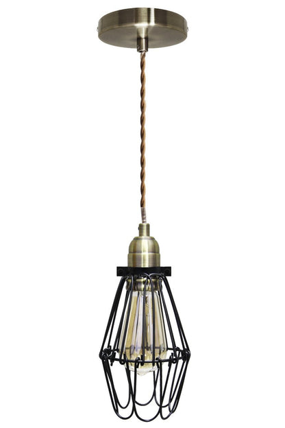 Vintage Bird Cage Pendant Antique Brass Opening and Closing Industrial Hanging Light With 40w E27 - Energy Light Bulbs - Free delivery on all orders