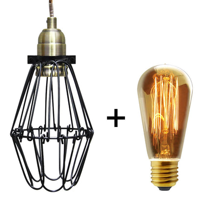 Vintage Bird Cage Pendant Antique Brass Opening and Closing Industrial Hanging Light With 40w E27 - Energy Light Bulbs - Free delivery on all orders