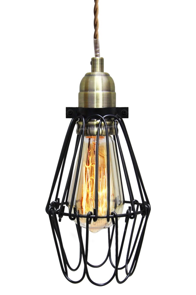 Vintage Bird Cage Pendant Antique Brass Opening and Closing Industrial Hanging Light With 40w E27 - Energy Light Bulbs - Free delivery on all orders