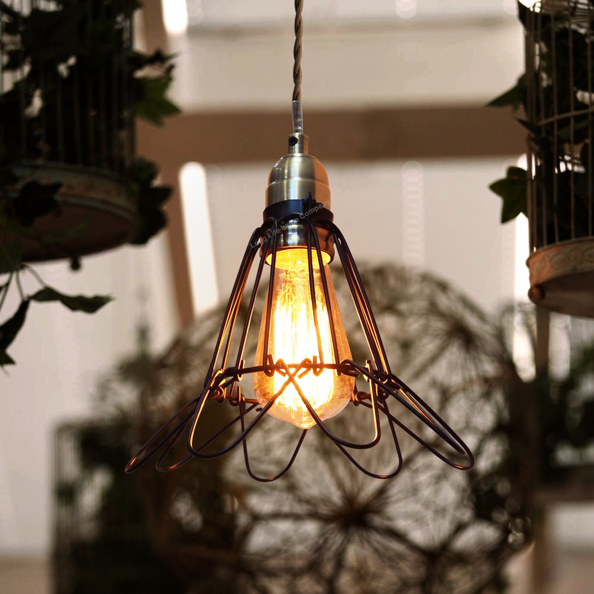 Vintage Bird Cage Pendant Antique Brass Opening and Closing Industrial Hanging Light With 40w E27 - Energy Light Bulbs - Free delivery on all orders