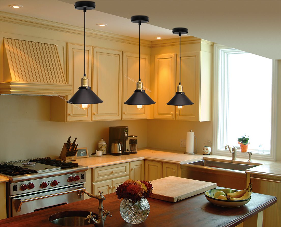 Vintage Black Antique Brass Hanging Ceiling Pendant Shade Light Fitting - Energy Light Bulbs - Free delivery on all orders
