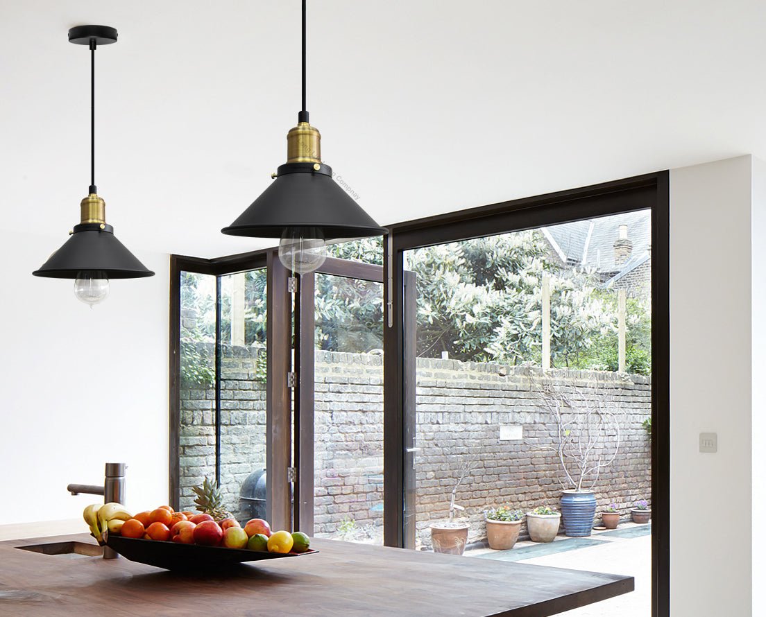 Vintage Black Antique Brass Hanging Ceiling Pendant Shade Light Fitting - Energy Light Bulbs - Free delivery on all orders