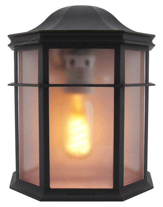 Vintage Black Outdoor Wall Light Frosted Glass Lantern - Energy Light Bulbs - Free delivery on all orders