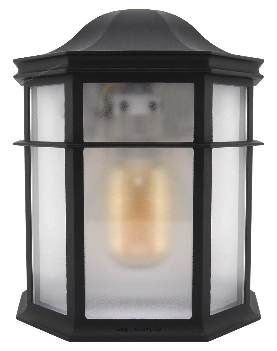 Vintage Black Outdoor Wall Light Frosted Glass Lantern - Energy Light Bulbs - Free delivery on all orders