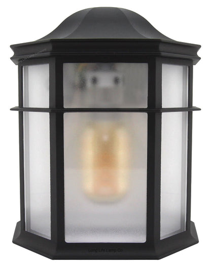 Vintage Black Outdoor Wall Light Frosted Glass Lantern - Energy Light Bulbs - Free delivery on all orders