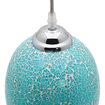 Vintage Ceiling Crackle Blue Mosaic Glass Pendant Light - Energy Light Bulbs - Free delivery on all orders