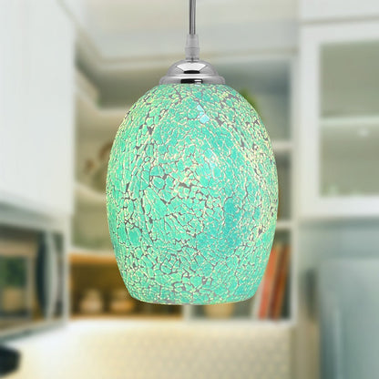 Vintage Ceiling Crackle Blue Mosaic Glass Pendant Light - Energy Light Bulbs - Free delivery on all orders