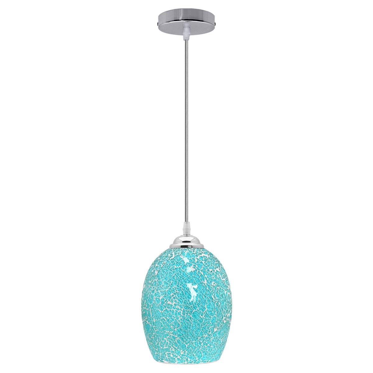 Vintage Ceiling Crackle Blue Mosaic Glass Pendant Light - Energy Light Bulbs - Free delivery on all orders