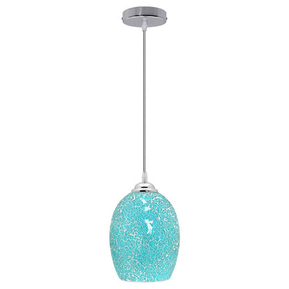 Vintage Ceiling Crackle Blue Mosaic Glass Pendant Light - Energy Light Bulbs - Free delivery on all orders